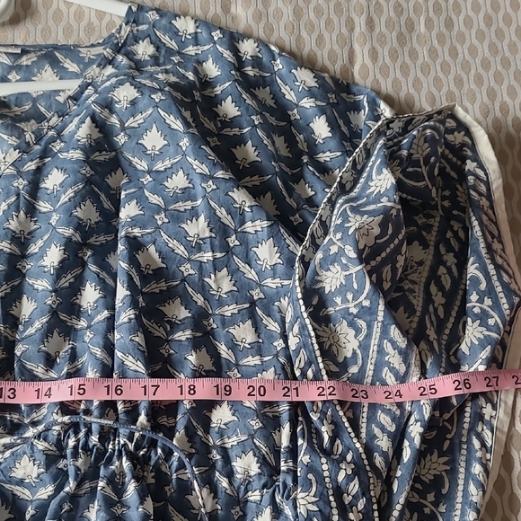 Sevya Handmade Blue and White Kaftan One Size Fits Most. NWOT. - Picture 9 of 12